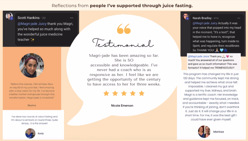 Testimonials Juice Fasting